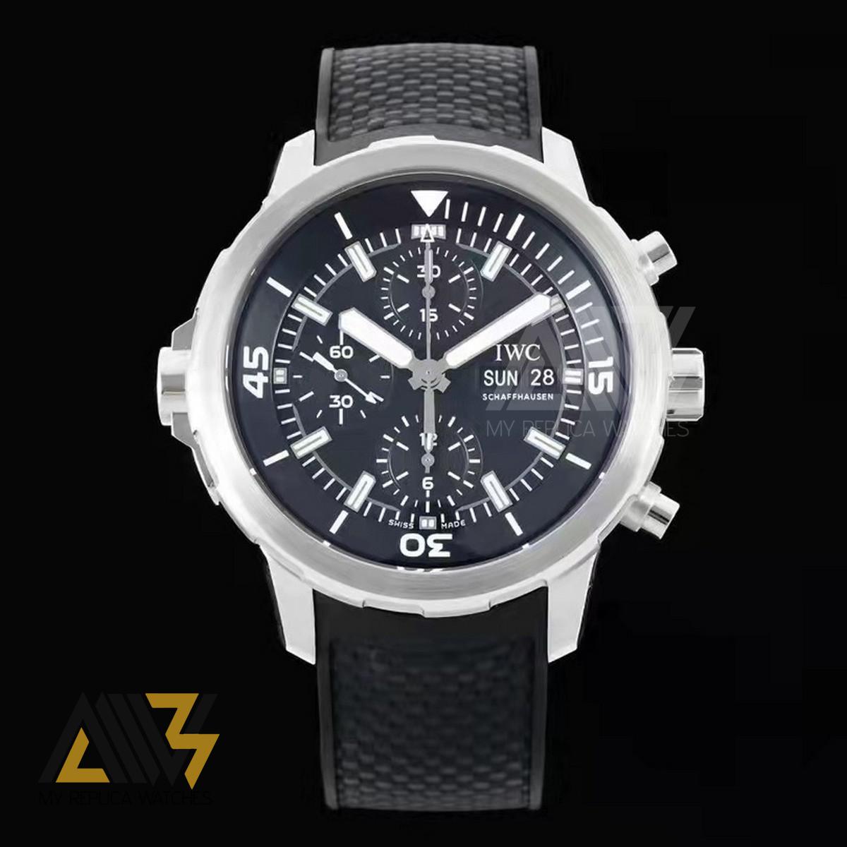 Aquatimer IW376803 Stainless Steel Case Stainless Steel Case RSF 1:1 Best Edition Black Dial on Black Rubber Strap A7750